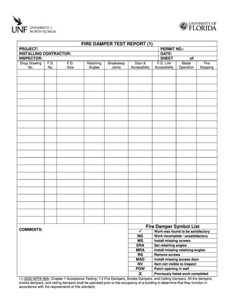 Fire Damper Inspection Checklist Fill Online Printable