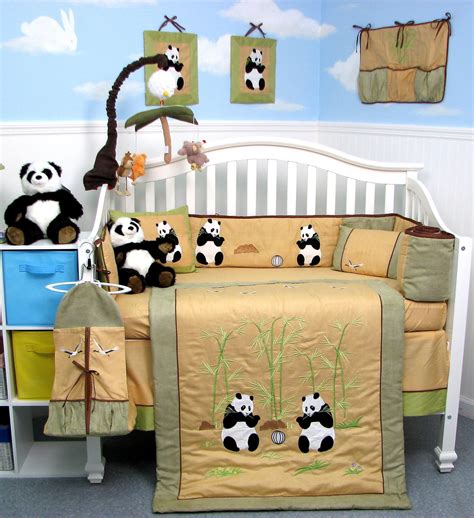 Giant Panda Bear Baby Crib Nursery Bedding Set 13 Pcs