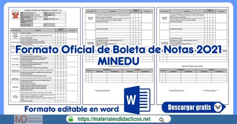 📚 【 Formato De Boleta De Calificaciones Oficial 2021 Minedu 】 ️