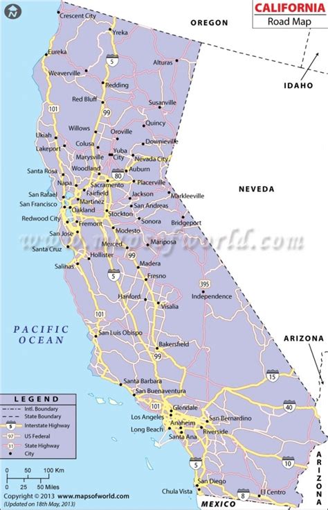 Detailed Map Of California West Coast Printable Maps