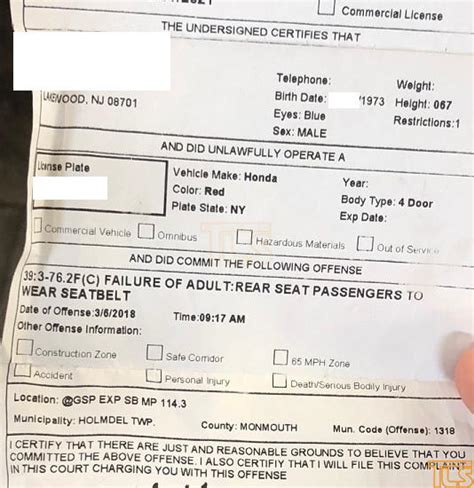 Take Notice Adult Passenger Ticketed By Njsp On Gsp For Not Wearing Seat Belt In Back Seat
