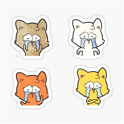 Crying Cat Sticker For Sale By Befine01 Redbubble