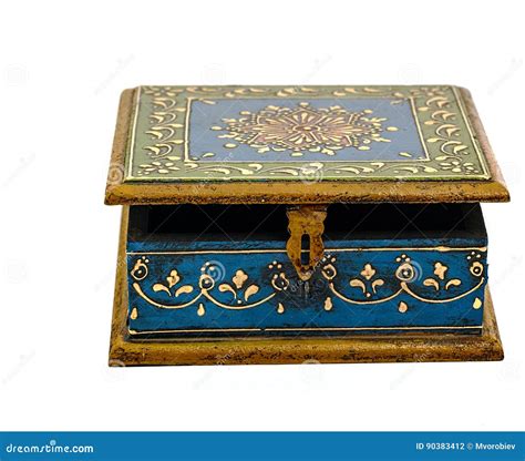 Vintage Wooden Casket From India Stock Photo Image Of White