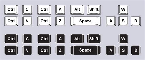 Set Of Computer Key Combinations Command Set Icons Computer Keyboard