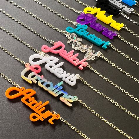 Acrylic Name Necklace Personalized Nameplate Necklace Bridesmaid Gift K Gold Plastic