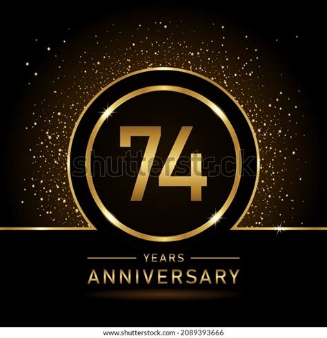 74th Anniversary Logo Golden Anniversary Celebration Stock Vector