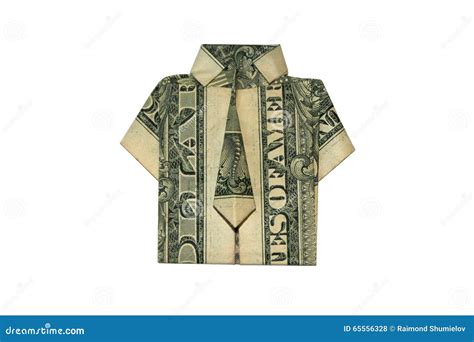 Origami Moneygami Dollar Shirt Isolated Stock Photo Image Of Asia