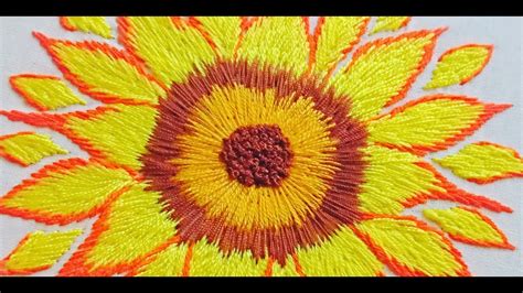 Sunflower Hand Embroidery Ii Sunflower Embroidery Tutorial Youtube