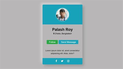 How To Create A Profile Card Design Using Html And Css Amazing Profile