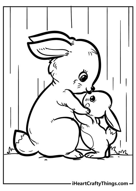 Rabbit Coloring Pages Cute Bunny Printable Colouring Rabit Cartoon Kids