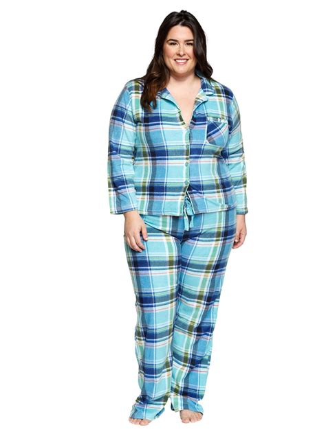 Xehar Womens Plus Size Sleepwear Fleece Plaid Flannel Pajamas Pjs Set