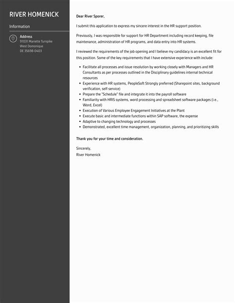 HR Support Cover Letter | Velvet Jobs