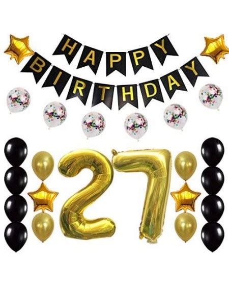27th Birthday Decorations Party Supplies Happy 27th Birthday Confetti Balloons Banner And 27