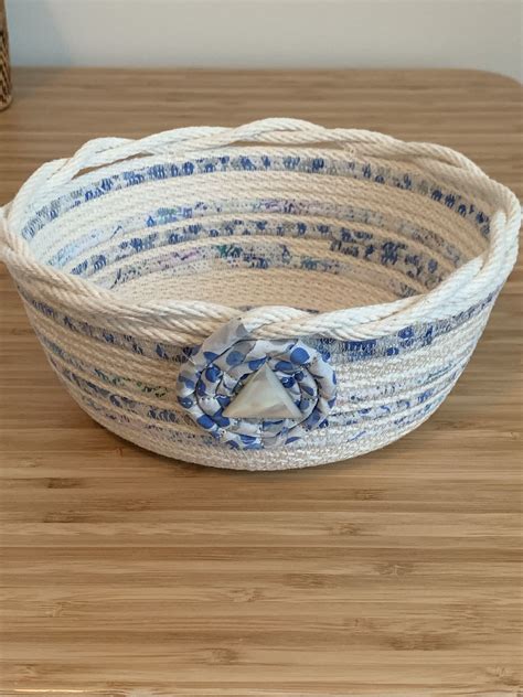 Coiled Fabric Bowl Coiled Rope Fabric Bowls Fabric Yarn Basket