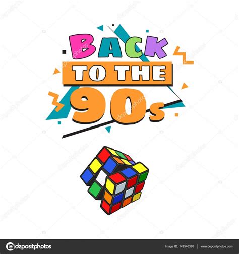 Back To 90s Poster Template With Cube Combination Puzzle Stock Vector