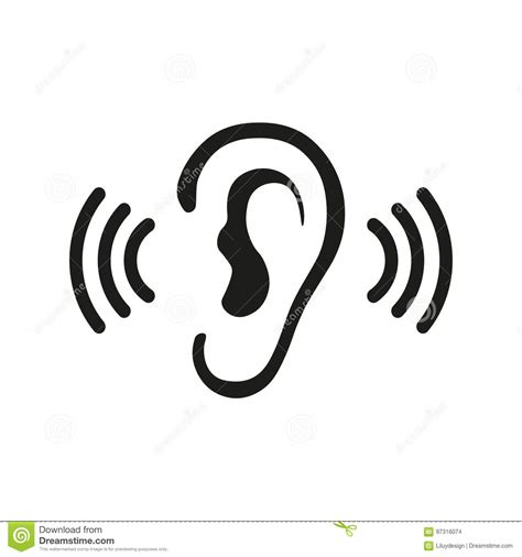 Ear Listening Hearing Audio Sound Waves Vector Icon Stock Vector