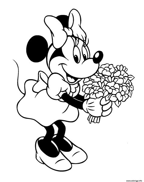 Coloriage Minnie Mouse Bouquet De Fleurs Dessin Disney Walt Imprimer