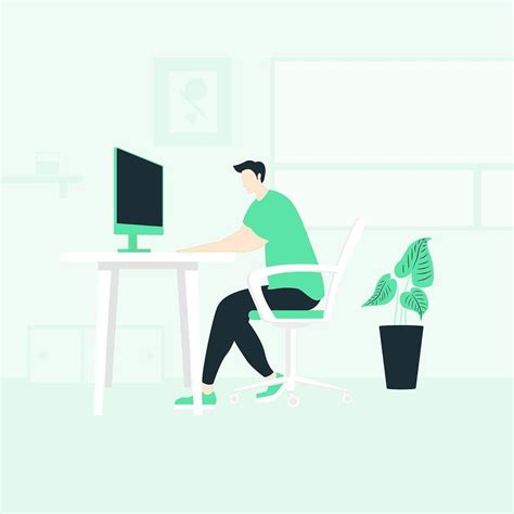 Working From Home Design With Man On Computer 1268035 Vector Art At