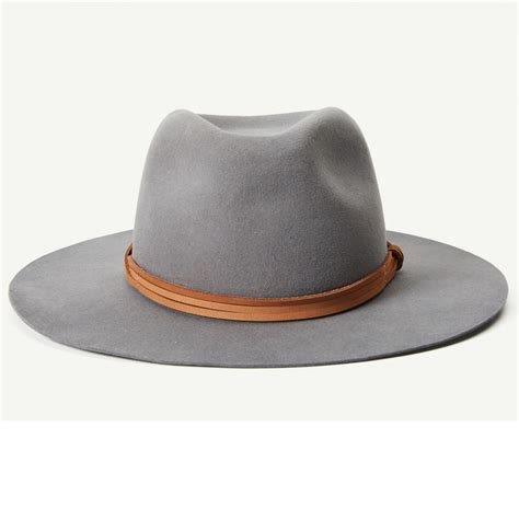 Ruby Clark Grey Felt Wide Brim Fedora Hat Front View Mens Hats