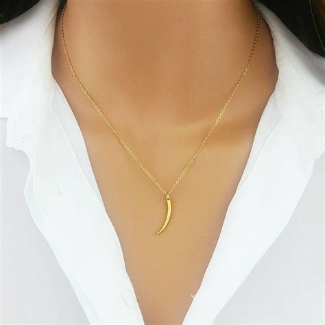 Minimalist Necklace Tusk Necklace Gold Horn Crescent Necklace