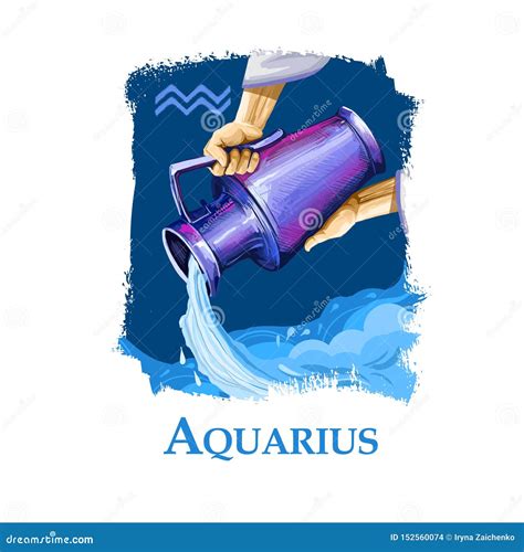 Creative Digital Illustration of Astrological Sign Aquarius. Eleventh
