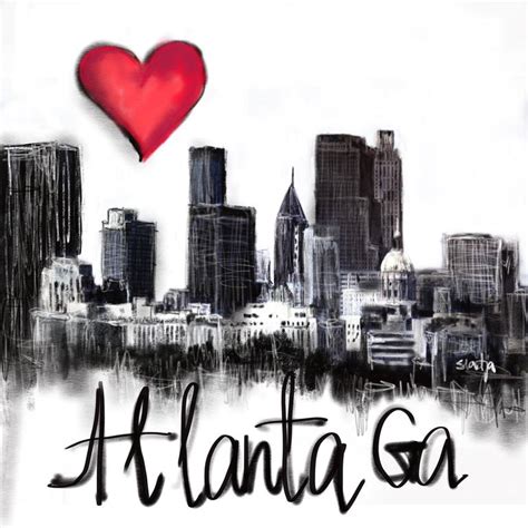 I Love Atlanta Drawing By Sladjana Lazarevic Saatchi Art