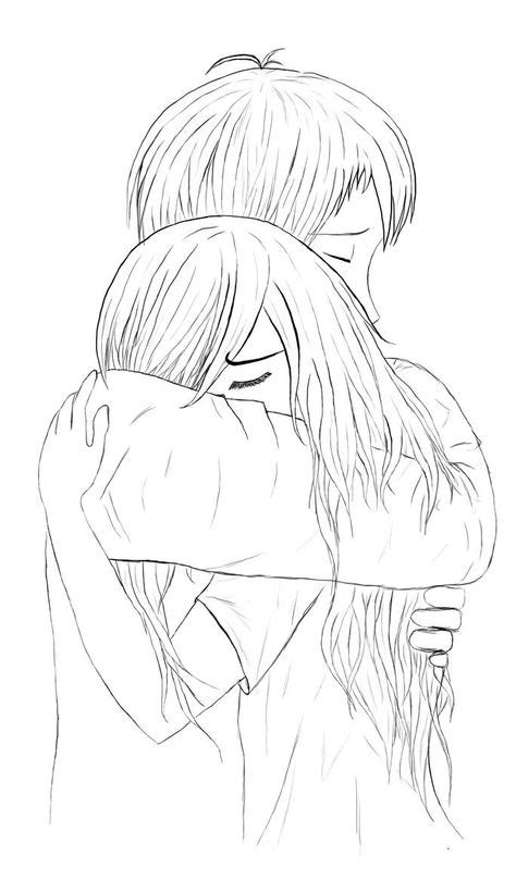 Hug Lineart By Illsa On Deviantart With Images Cute Couple Drawings Hugging Drawing