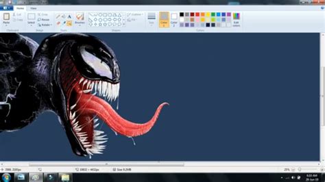 Well, open up paint and paste your image in. How to draw VENOM in MS Paint. - YouTube