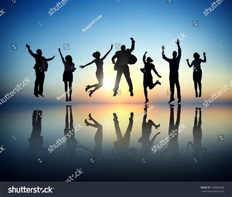 Group Business People Jumping Celebrating Stock Photo Edit Now 184803659