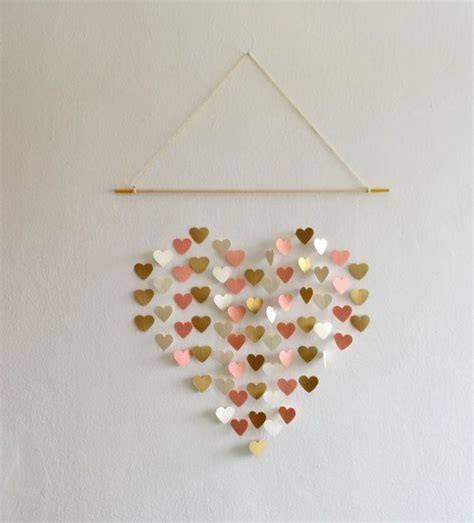 Heart Shape Wall Hanging In Peach Cream And Gold Modern Etsy Paper