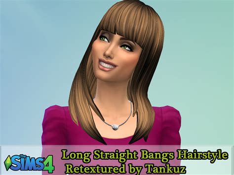 Tankuz Long Straight Bangs Hairstyle Retextured The Sims 4 Catalog