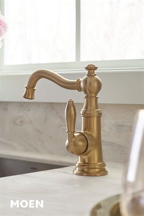 View all butler & filtration faucets. Weymouth Brushed gold one-handle high arc kitchen faucet ...