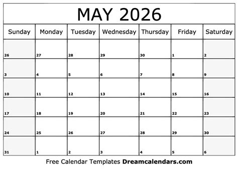 May 2026 Calendar Free Blank Printable Templates