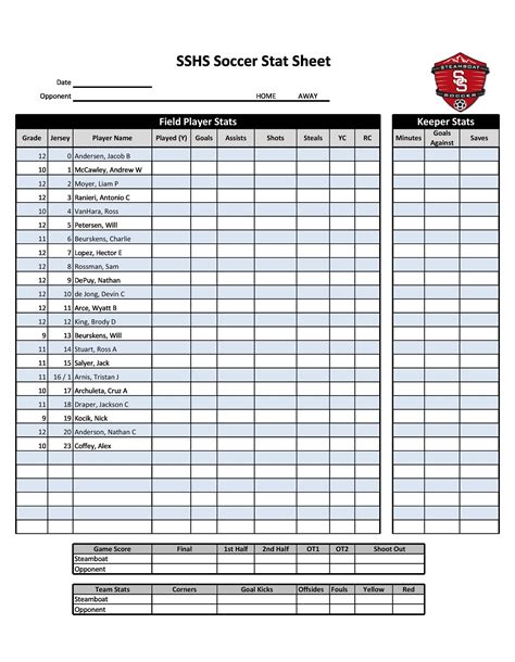 Printable Soccer Lineup Sheet Forms And Templates Fillable Samples My