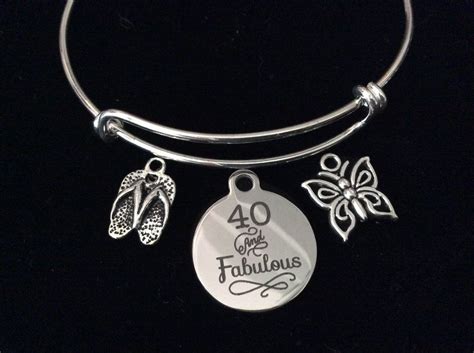 40 And Fabulous Happy 40th Birthday Expandable Charm Bracelet