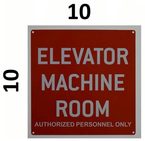 Elevator Machine Room Authorized Personnel Only Sign Red Aluminum