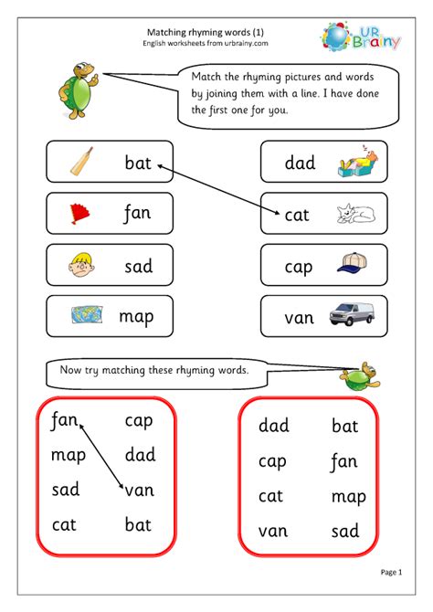 Matching Rhyming Words A Cvc And Rhyming Words By
