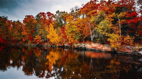 Desktop Wallpaper Autumn Lake Nature Reflections Hd Image Picture