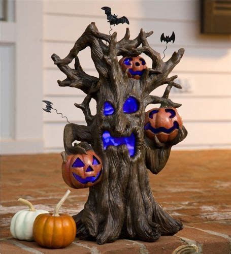 Lighted Halloween Spooky Tree Bat Decor Voice Activated Music Color