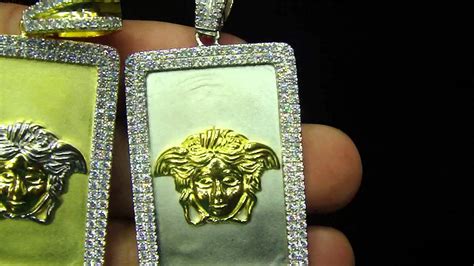 If these are not your style, you can also custom iced out pendants to make you stand out. Custom Medusa Iced out 14K Gold Over .925 Sterling Silver Bar Pendant Item No : V02 MED - YouTube