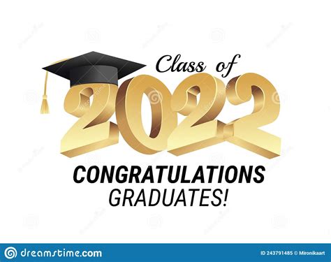 Class Of 2022 Congratulations Graduates Gold Graduation Concept With