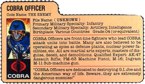 The 20 most ridiculous g.i. The G.I. Joe Rolodex: The Digital File Card Repository ...