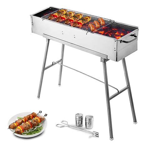 Vevor 32 X 8 Folded Portable Charcoal Bbq Grill Stainless Steel Kebab