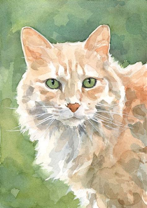 Cat Portrait Custom Watercolor Painting 5x7 Cats Watercolor Cat