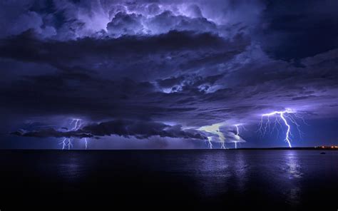 Wallpaper Night Sky Lightning Storm Atmosphere Flash Thunder