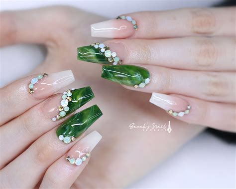Jade nails | Jade nails, Crystal nails, Coffin nails glitter