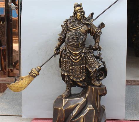 Free Shipping Chinese Pure Bronze Stand Dragon Sword Guan Guan Yu
