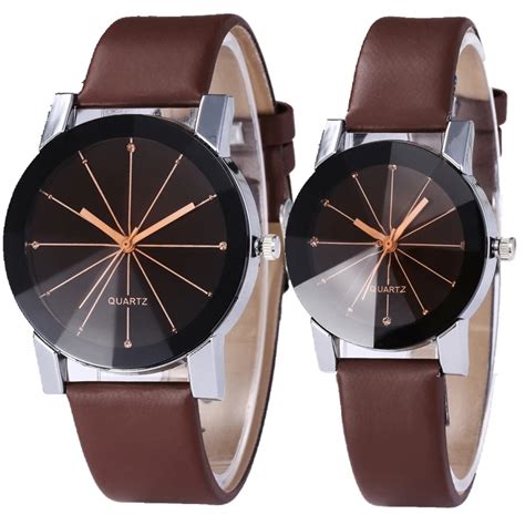 Fashion Lovers Couple Unisex Mens Women Classic Meridian Dial Leather