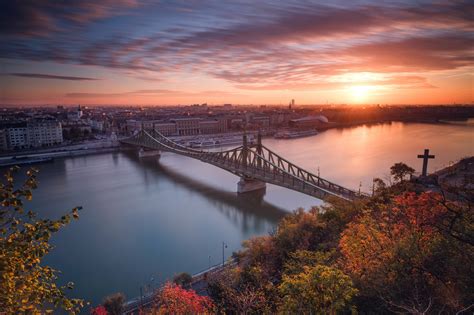 Brown And White House Near Body Of Water Painting Budapest Cityscape