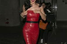 kylie jenner dress latex red